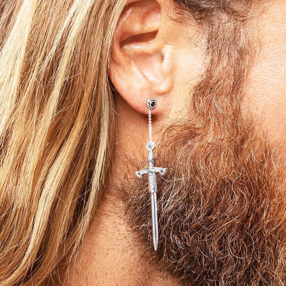Earrings Richly Ornamented Sword Europe Fine Jewelry For Women Men Summer Sterling Silver 925 Fantasy Gift 260303