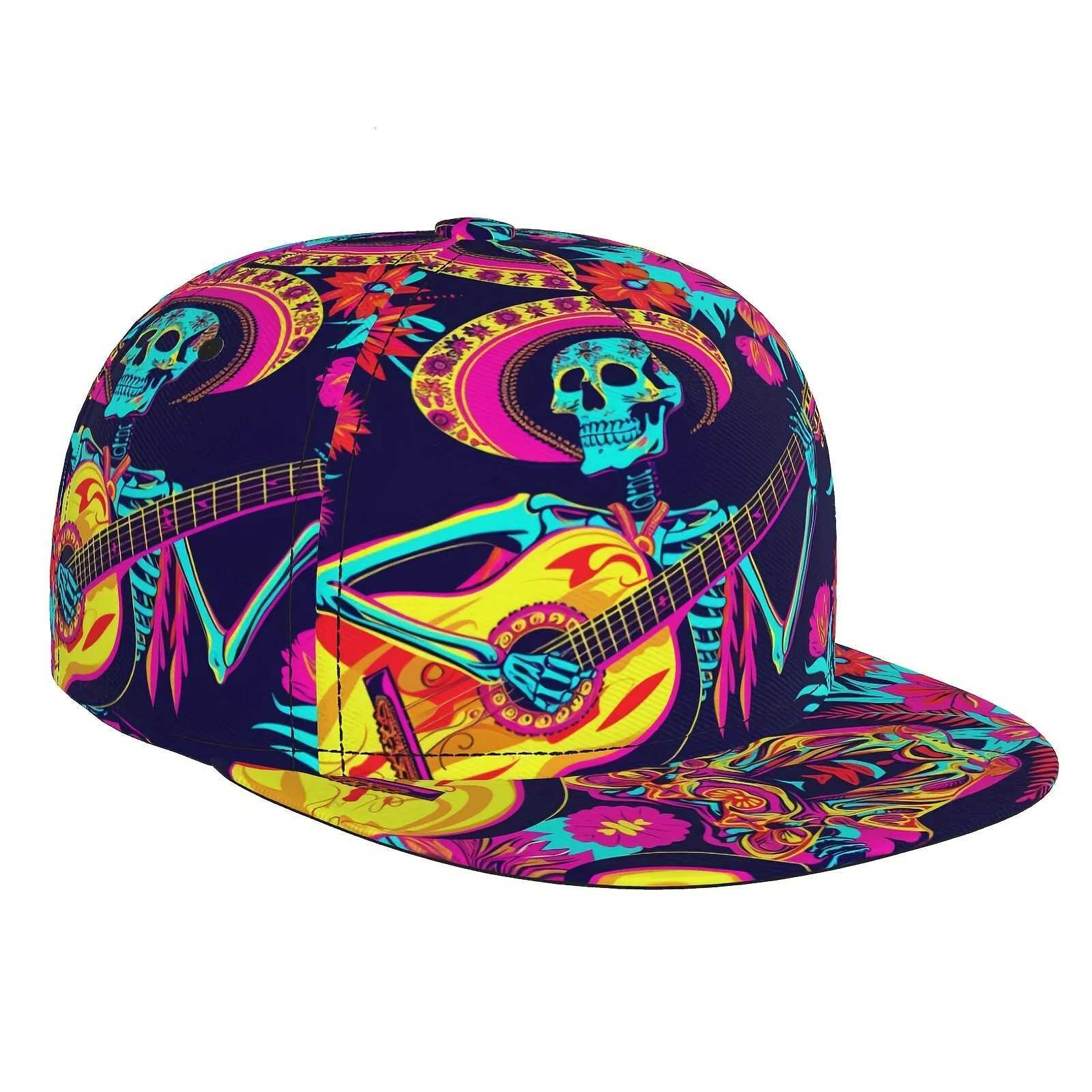 Breathable Polyester Skeleton Guitarist Cap Adjustable Breathable Polyester Skeleton Guitarist Snapback Baseball Cap S260306