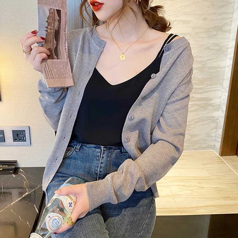 Long Sleeve Cardigan Warm Sweaters Autumn Winter Fashion Women Clothes O Neck All-match Ladies Solid Knitwear Tops M260306