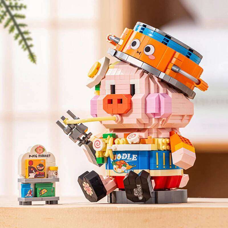 Cute Animal Model Mini Building Blocks DIY Noodles Canned Piglet Strawberry Calf Puzzle Assembly Toy Kids Gift Home Accessories Z260306