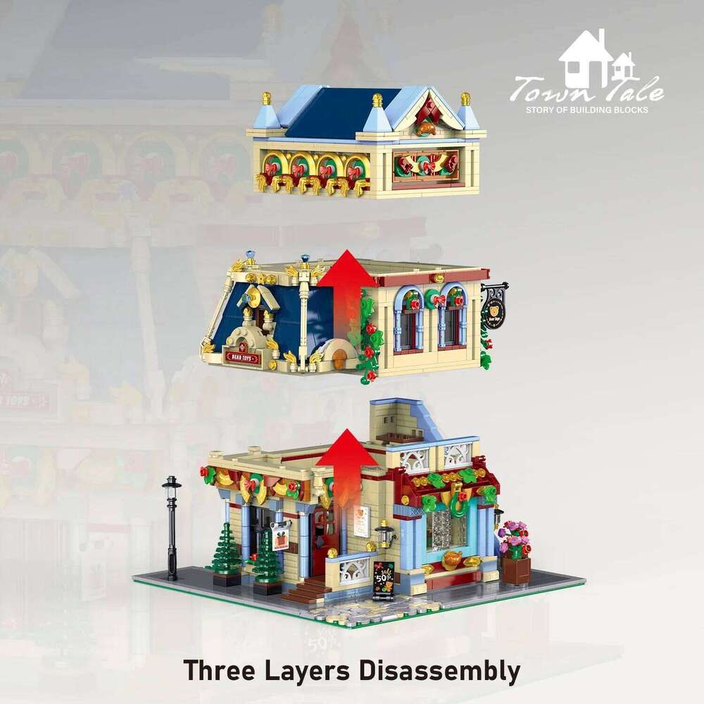 2745PCS Bear Toy House Building Blocks Creative City Street View MOC Bricks Model Desktop Display Ornaments Kids Holiday Gifts Z260305