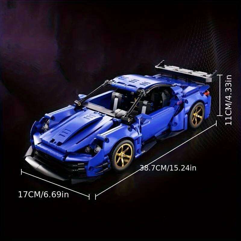 Blue sports car building block model set, adult collectible model, suitable for birthday gifts, Christmas, Halloween, gifts Z260305