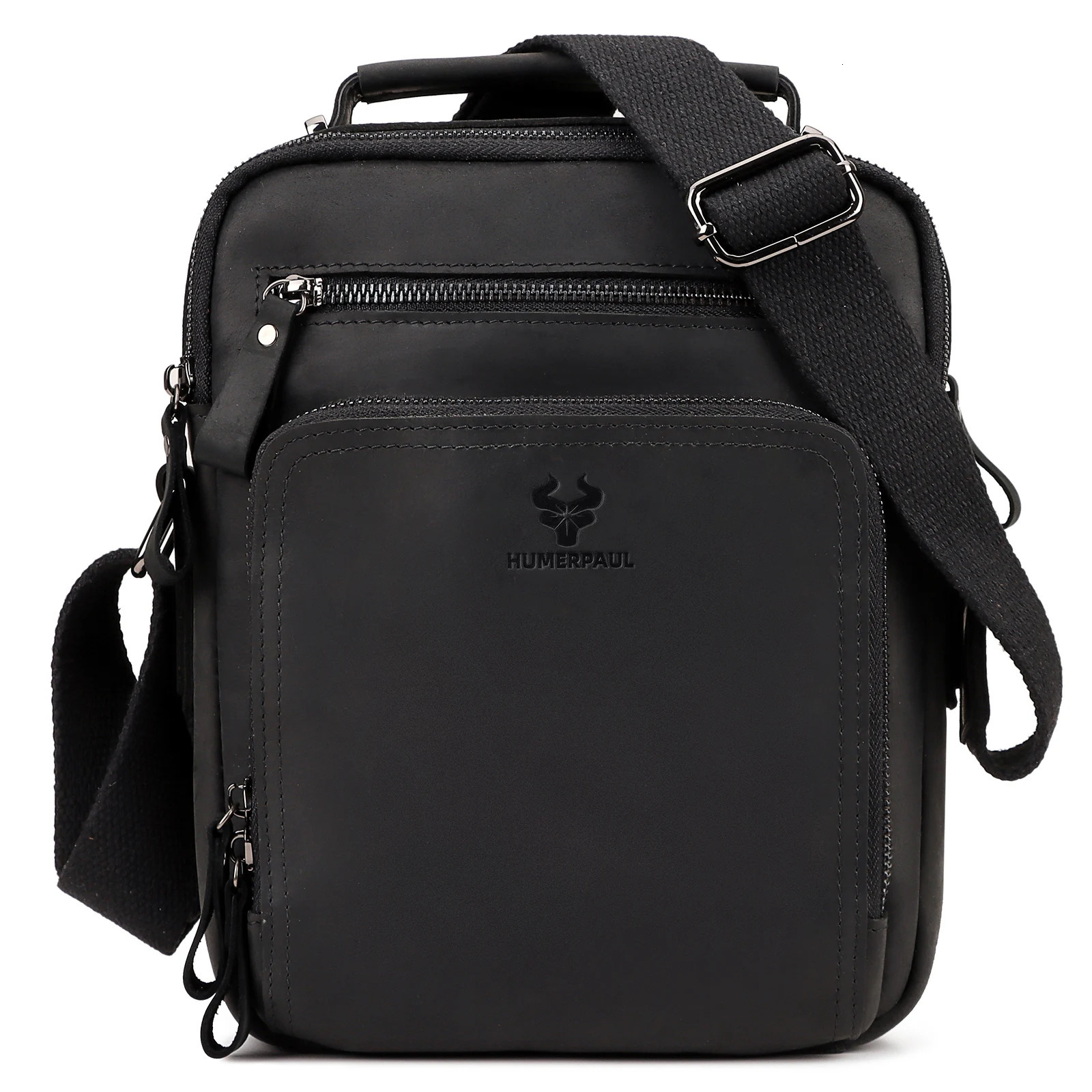 HUMERPAUL Mens Cowhide Shoulder Bag Casual Crossbody Bags Full Grain Leather Multifunctional Ipad Messenger Handbag Quality 260305