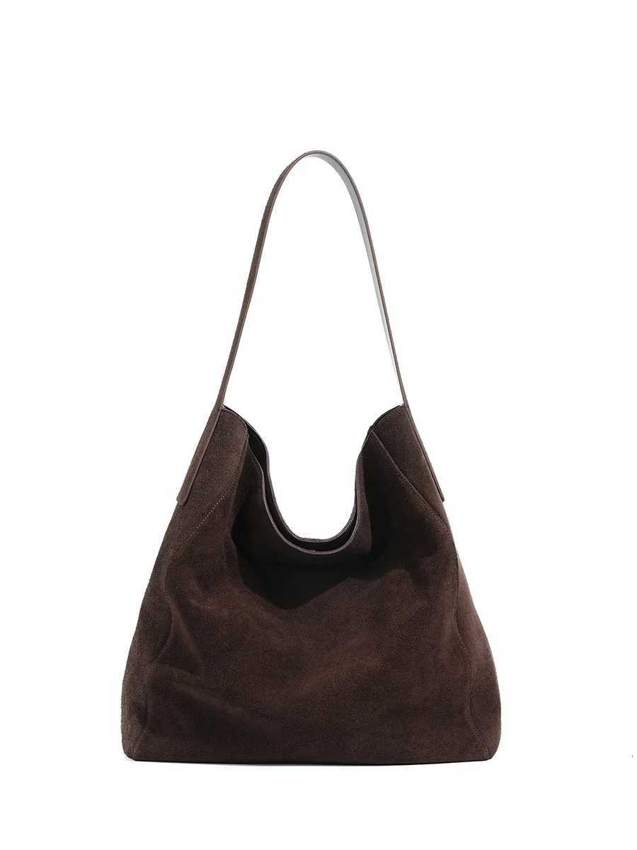 New suede velvet underarm tote bag for autumn and winter Simple large capacity first layer frosted cowhide handbag shoulder bag H260306