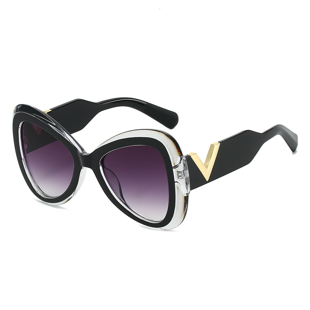 25 new stylish sunglasses for women, high-end, face-slimming, UV protection, large frame, retro cat-eye polarized glasses