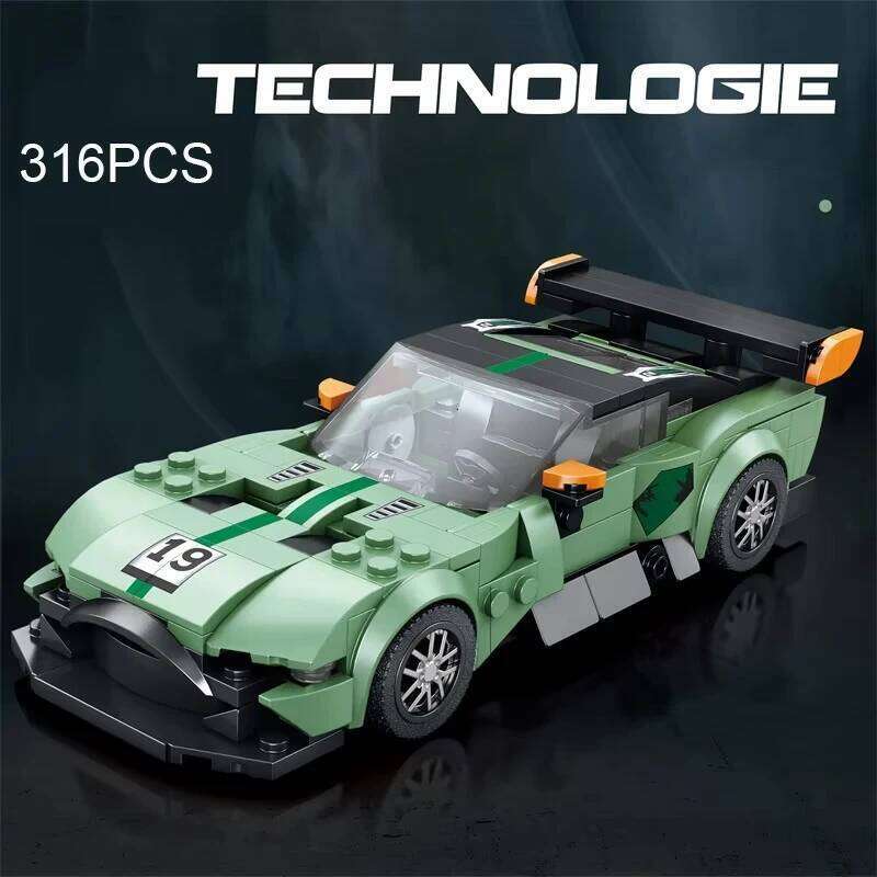 316PCS Green Sports Building Blocks 1:24 Scale Car Model Assemble Bricks Toy Creative Decoration Children Holiday Gifts Z260305