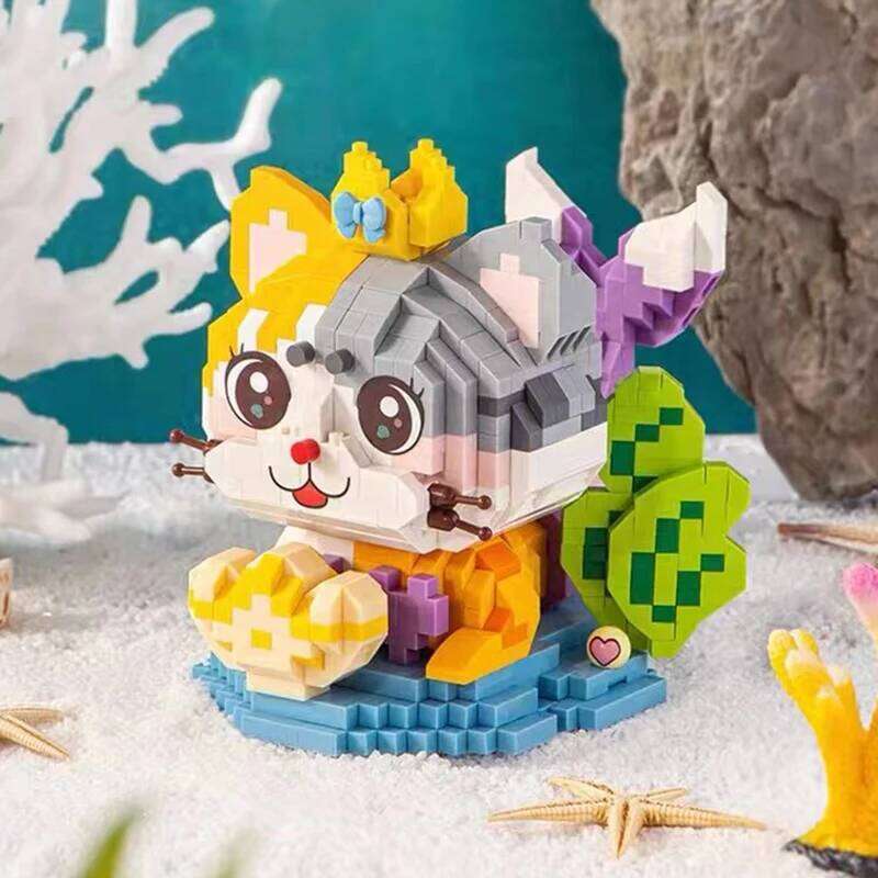 Cartoon Kitten Fish Mini Building Blocks DIY Cute Animal Cat Model Small Particle Assembled Bricks Children's Toys Gifts Z260306