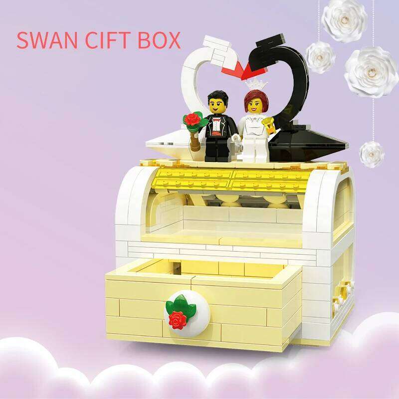 495pcs Mini Romantic Bear Ring Building Blocks City Gift Cute Cat Box Desktop Decorations Bricks Toys for Girls Gifts Z260305