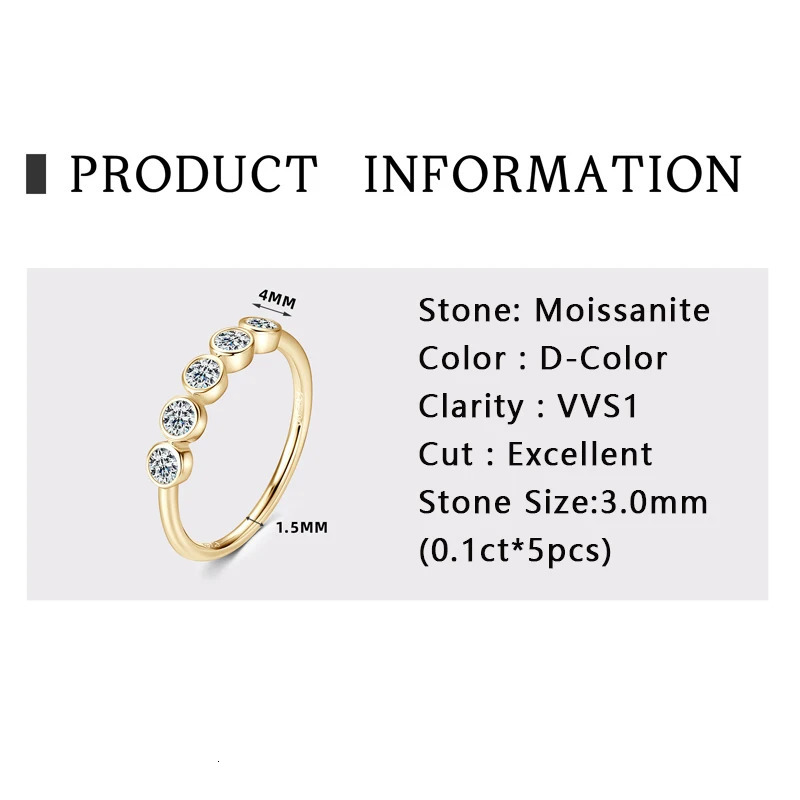 Lnngy Certified m Round Bezel Ring Bague Argent 925 Sterling Silver Wedding Rings for Women Couples Jewelry Gift 260304