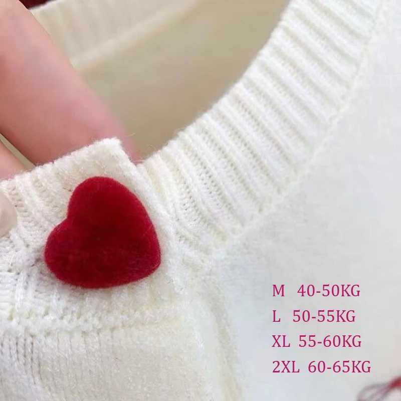 2025 Womens Autumn Embroidery Bow Knitwears Fashion Long Sleeve Heart Button Comfortable Cardigan Top Korean Ladies Sweaters M260306