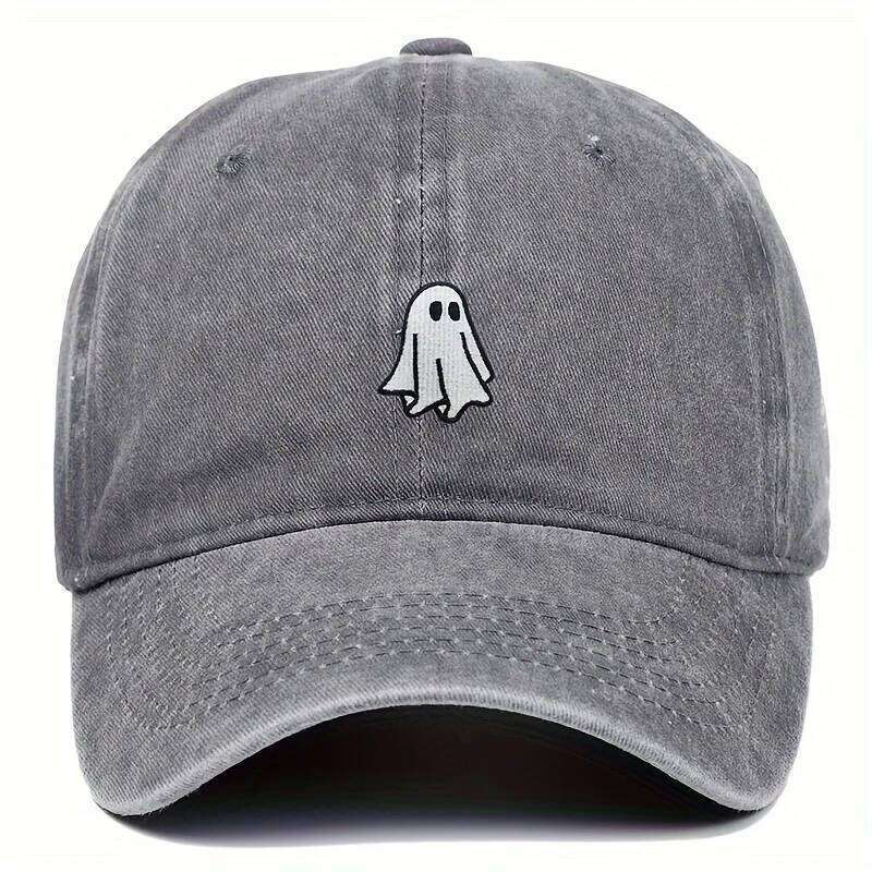 Halloween Embroidered Baseball Hat with Cute Ghost Pattern Simple Style Suitable for Men and Women Y260304
