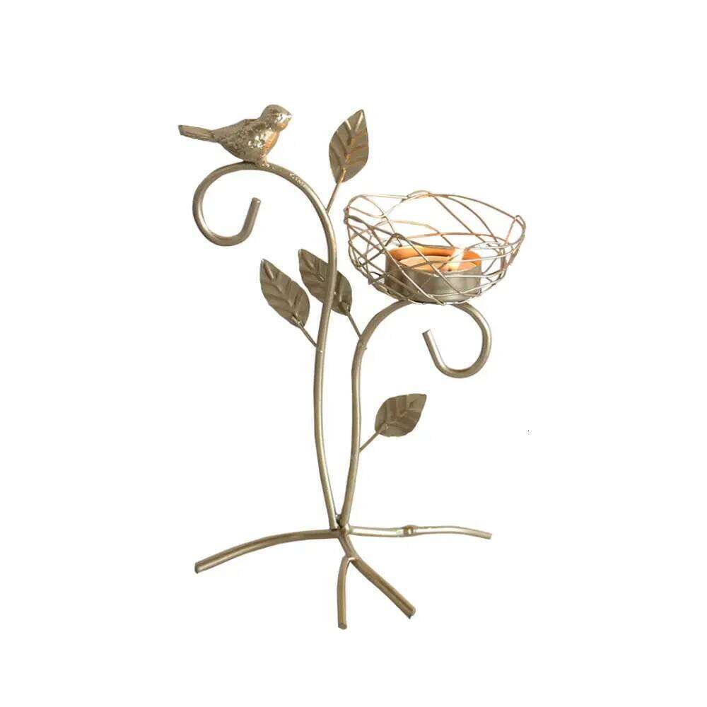 Wrought Iron Golden Bird Home Decor Candle Holders Wedding Decoration Accessories Candlesticks For Candelabro Centerpiece XJ260305