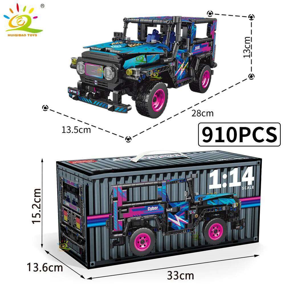 HUIQIBAO 1:14 Off-road Vehicle Racing Car Technical Model Building Block MOC Truck Brick Children City Construction Toy Boy Game Z260306