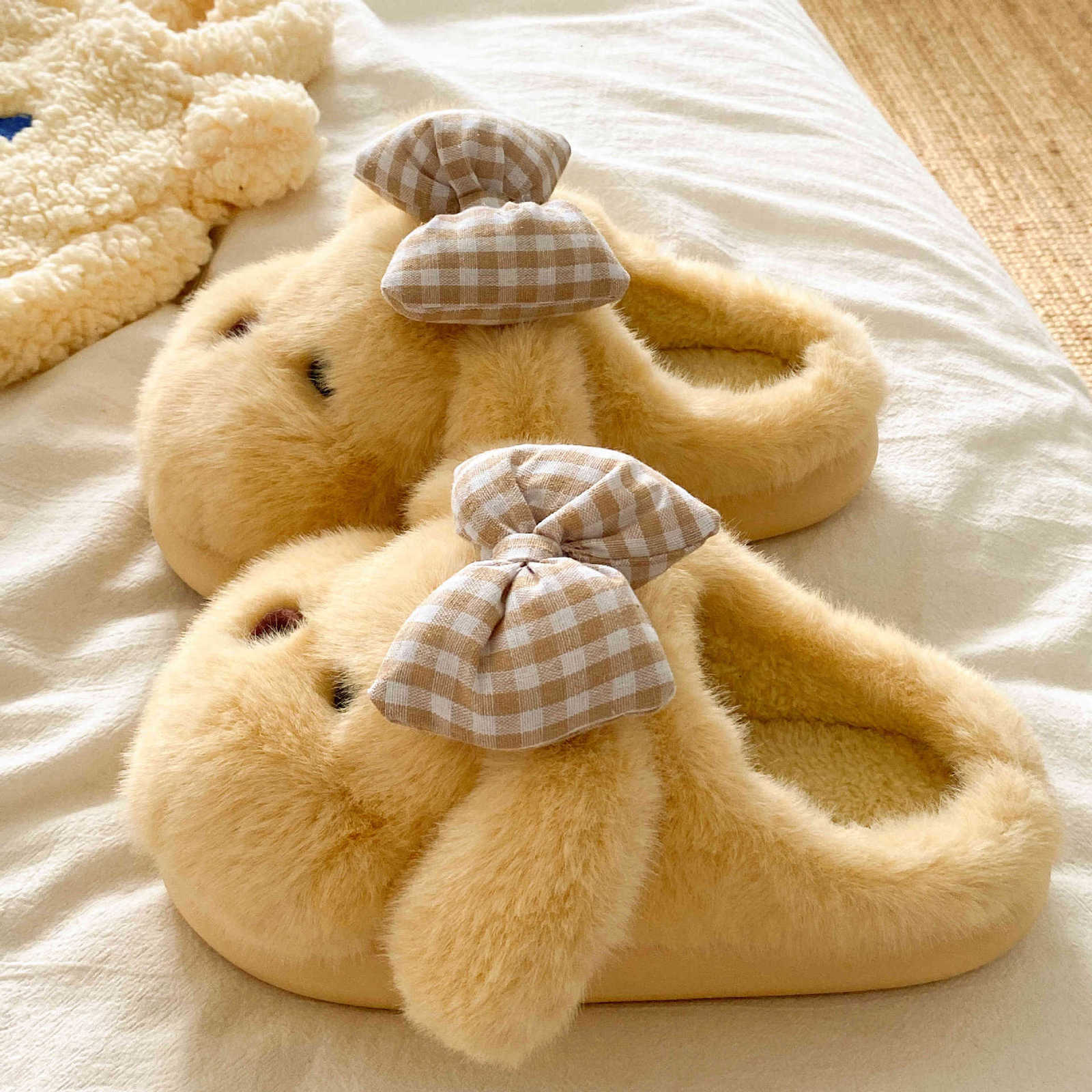 2025 Fall/Winter New Indoor Non-Slip Wear-Resistant Versatile Cotton Slippers Cute Girly Furry Home Cotton Slippers S260305
