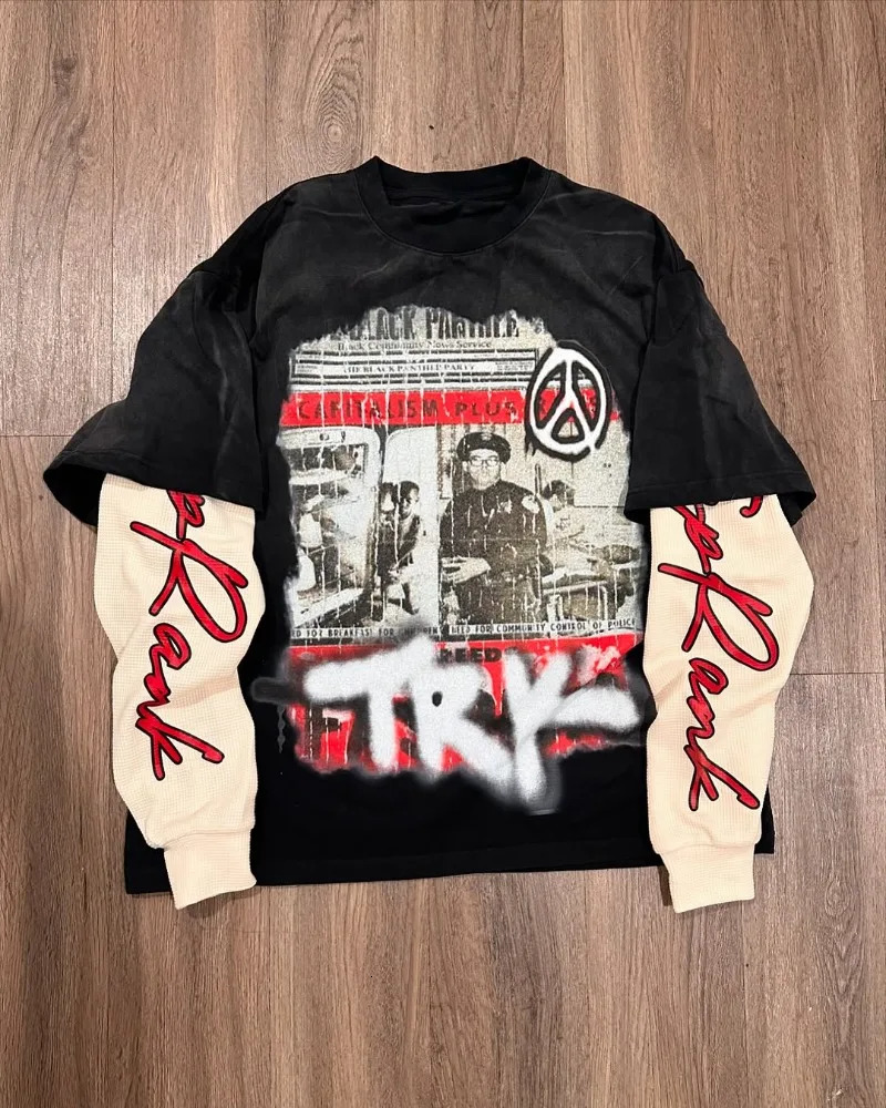 Y2k High Street Clothing Harajuku Letter Pattern Oversized T-shirt Mens Trendy Fashion Casual Loose Two Piece Top 260304