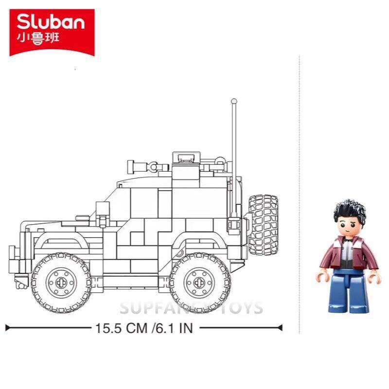 Sluban 302PCS Urban Tank SUV Car Building Blocks Sets Go-anywhere Vehicle Model Bricks Educational Toys for Children Z260305