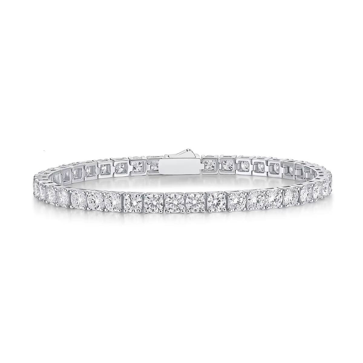 65mm White Gold 925 Sterling Silver VVS Moissanite Diamond Cuban Link Chain Bracelet Iced Out Mossanite Jewelry for Men Women