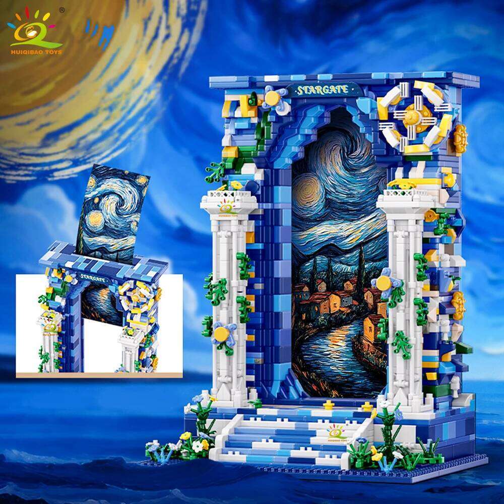 HUIQIBAO 1745pcs Wonderland Starry Sky Door Photo Frame Building Blocks Star Gate display stand micro mini birck Home Decoration Z260306