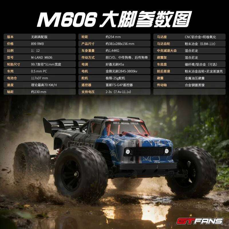 M606 1:12 Scale Monster Truck Off-Road Rc Car With Fly Fuzhou Controller Suitable For Ages 14 And Up Toy Model C260305