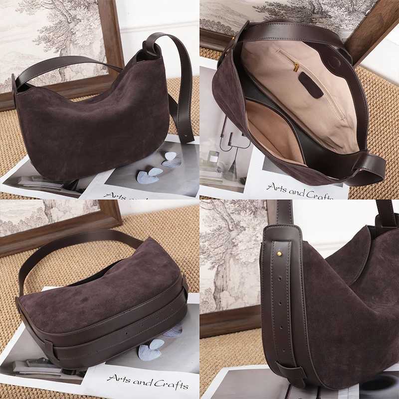 Winter Womens Natural Suede Leather Classic Underarm Bag Female Soft Cowhide Durable Handbags Ladies Designer Bags H260306