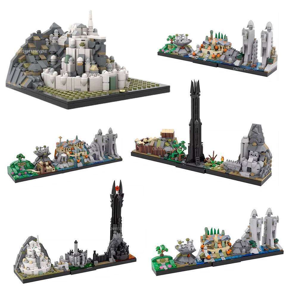 MOC Classic Movie The Fellowship Skyline Blocks Micro Minas Tirith City Architecture Model Adult Building Toy Xmas Gift Z260306