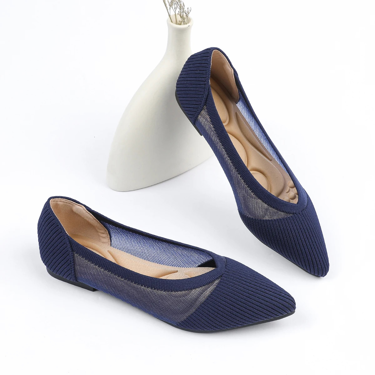 Ladies flat shoes woven single shoes 260306