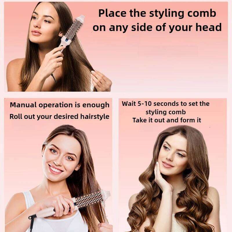 home use 38mm fluffy iron, tangle-free electric heated straightening comb, multifunctional travel portable curling iron 26Y0306