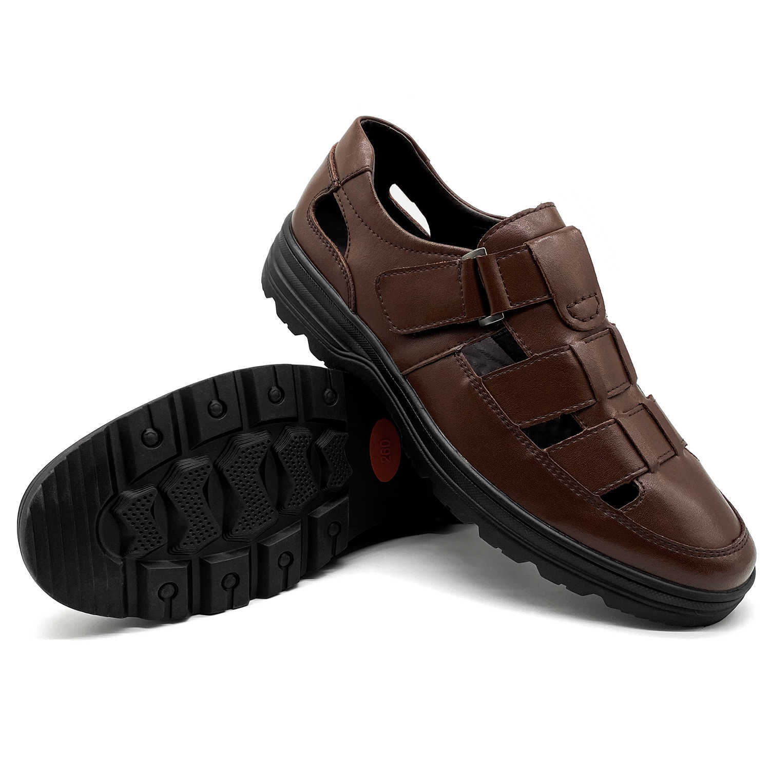 Classic Mens Openwork Sandals Luxury Leather Breathable Men Shoes High Quality Summer Sandal Soft Outdoor Slippers R5602
