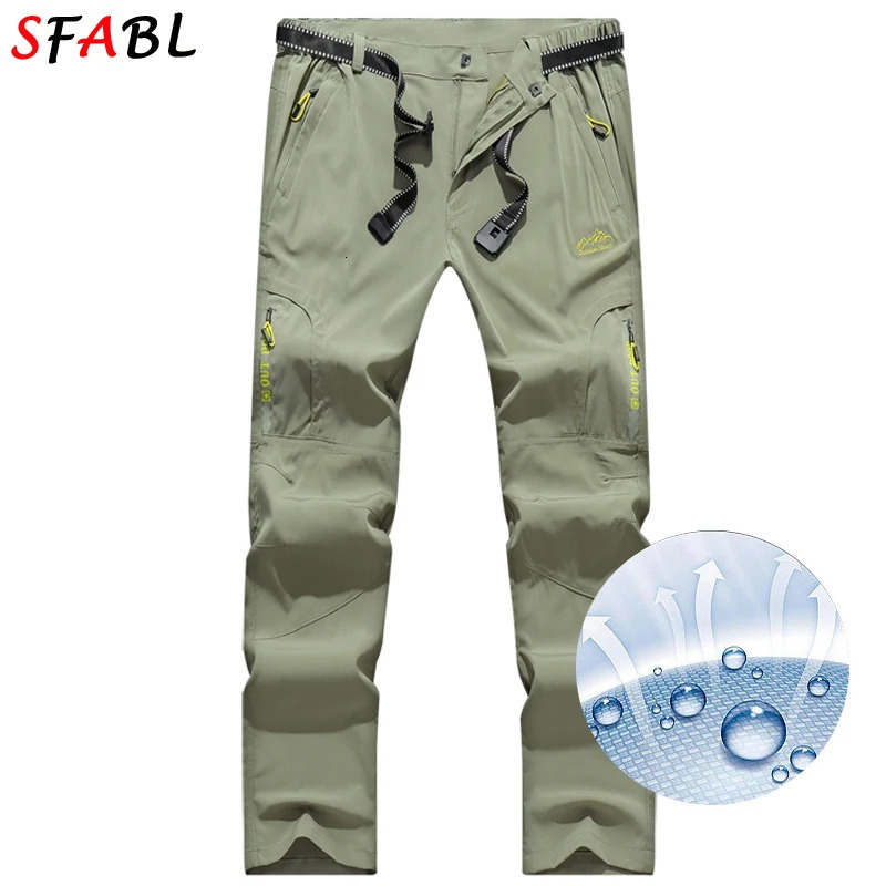 SFABL 5XL Summer Quick Dry Hiking Pants Men Stretch Waterproof Tactical Pants Zipper Pockets Trousers Lightweight Fishing Pants 260304