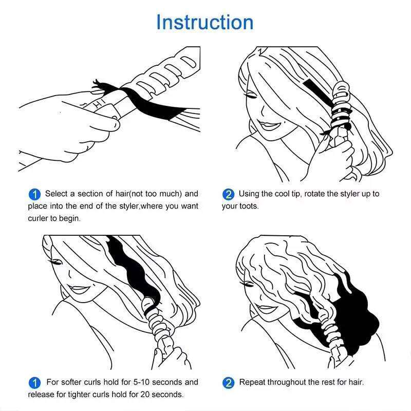 Hot Sale Spiral Iron Curlers Hair Wand Ptc Fast Heating Curling Rollers Ionic Curler Machine 26Y0306