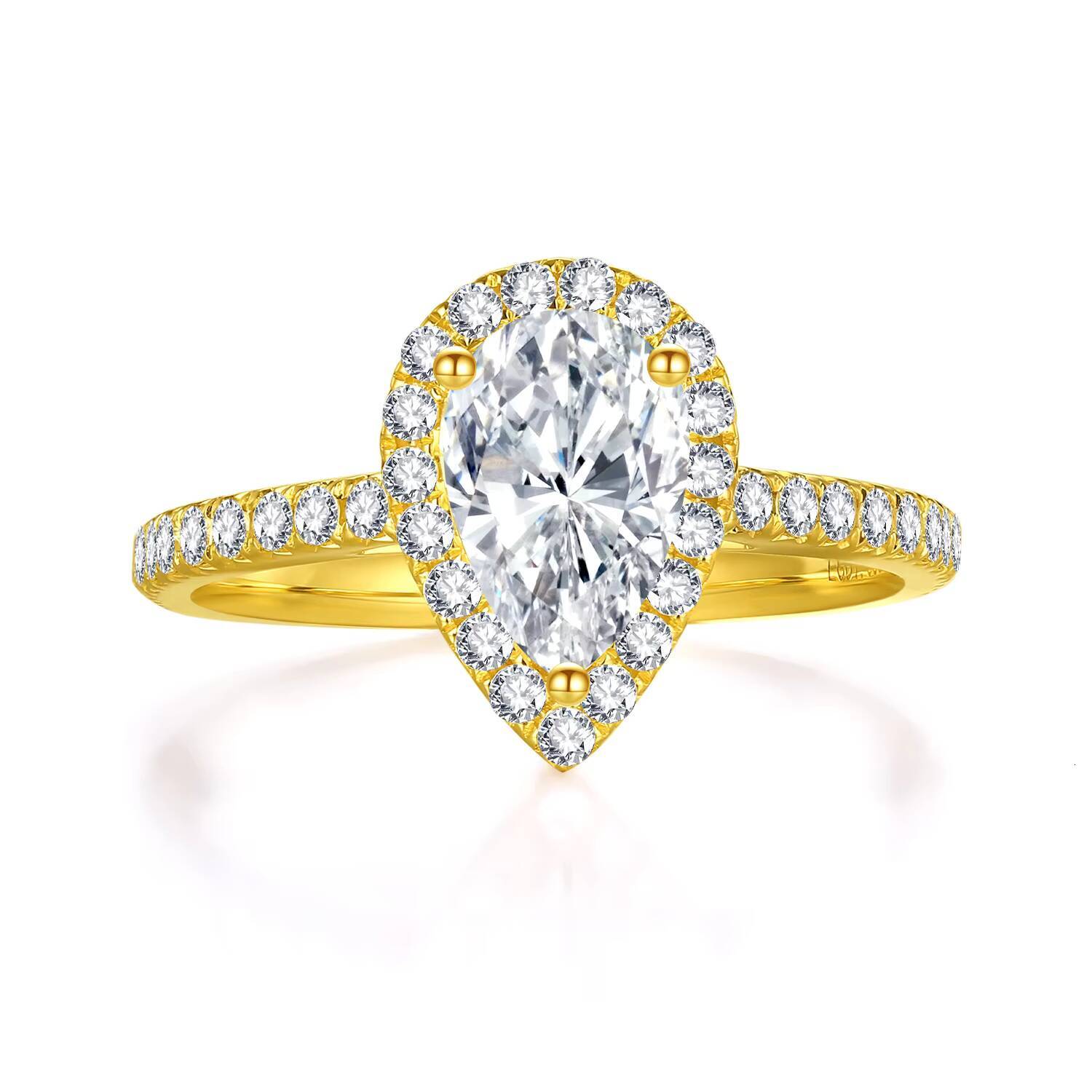 Custom Luxury Jewelry 9K/14K/18K Gold Ring Pear-Shaped Ladies Wedding Ring Bridal Wedding Ring Lab-Cultured Diamond
