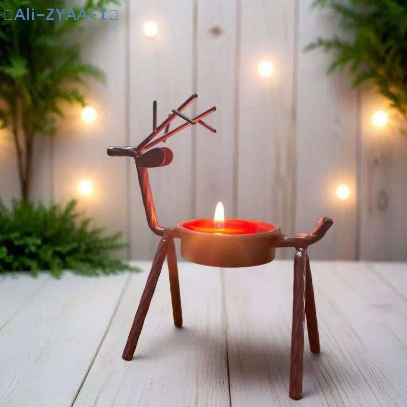 ZYAA-1Candlestick Reindeer Durable Iron Candlestick Christmas Halloween Home Decoration XJ260305
