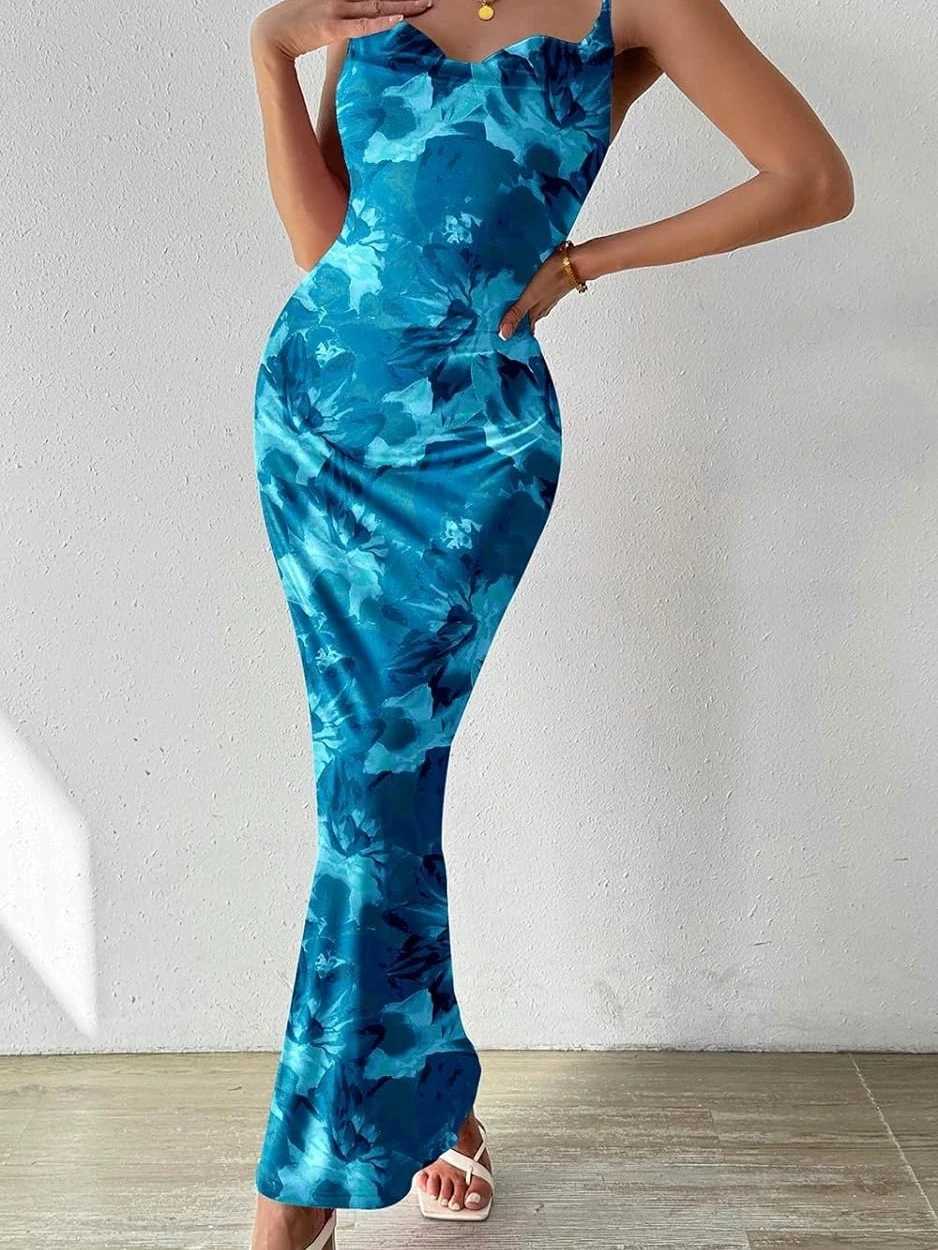 Summer Women Sexy Backless Slim Bohemian Dress Elegant Halter Pattern Print Long Dress Hight Waist Sleeveless Beach Dresses X260306