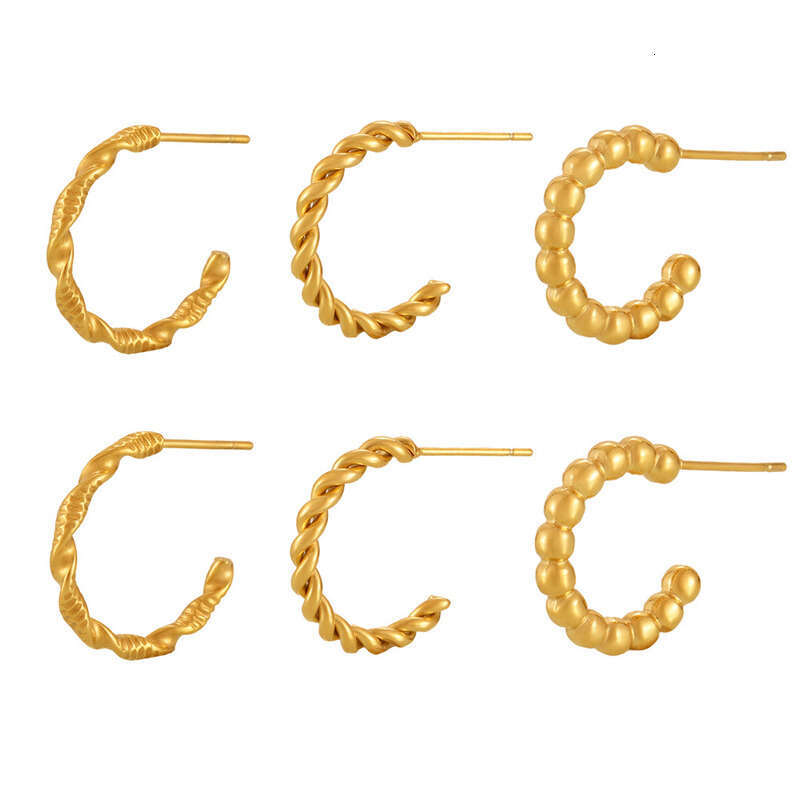 Women's Vintage Earrings: New Style C-shaped Twited Earring, In-tyle Simple Deign, Stainless Steel Plated With 18k Gold, Daily Minimalist Jewelry
