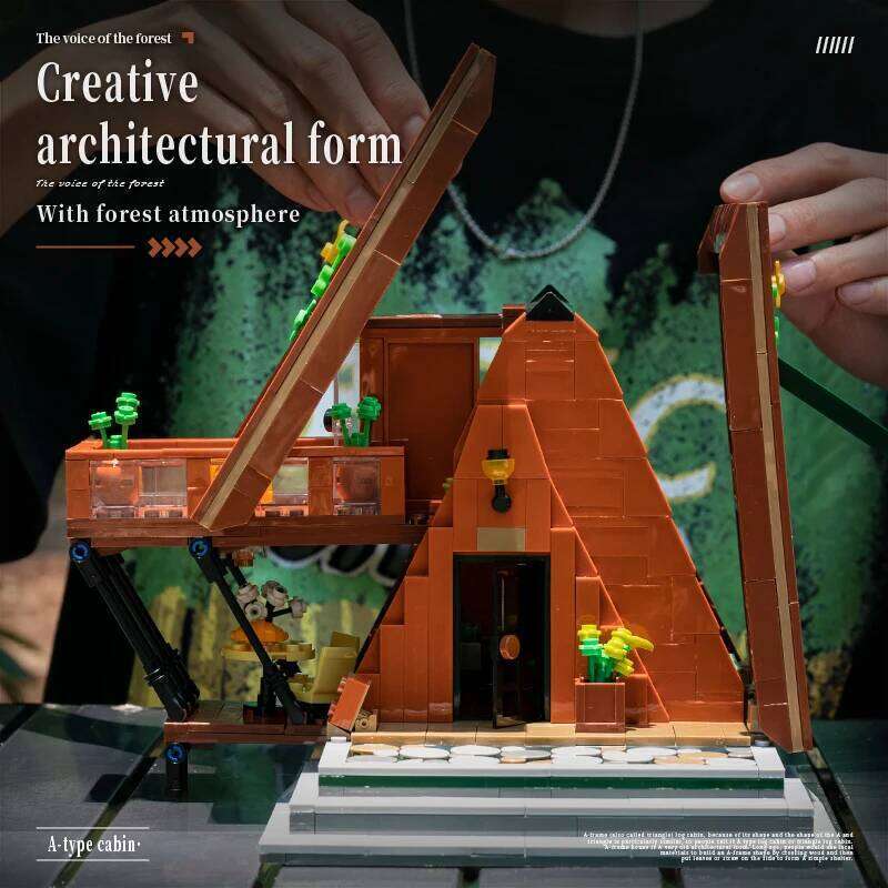 A-Frame Cabin Building Blocks Set MOC Creative Technical Assembly Bricks STEM Educational Desktop Model Holiday Gift for Adults Z260305