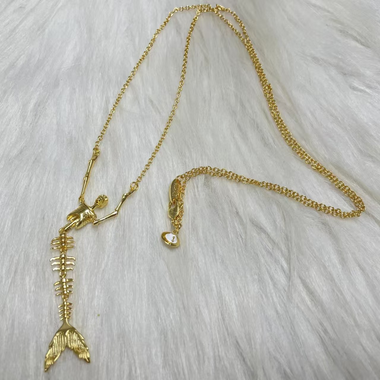 Necklace Bracelet Earrings Queen Mother Mermaid Skeleton Saturn Necklace Bracelet Earrings For Women Vintage Punk Style Collarbone Chain