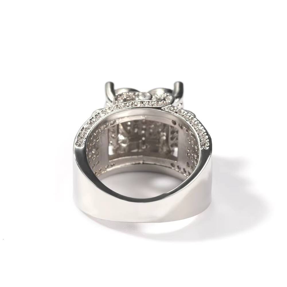 Trendy Hip Hop Heart Ring for Men Heavy Design Full Zircon Pave Retro Style Brass Zircon Fashion Jewelry