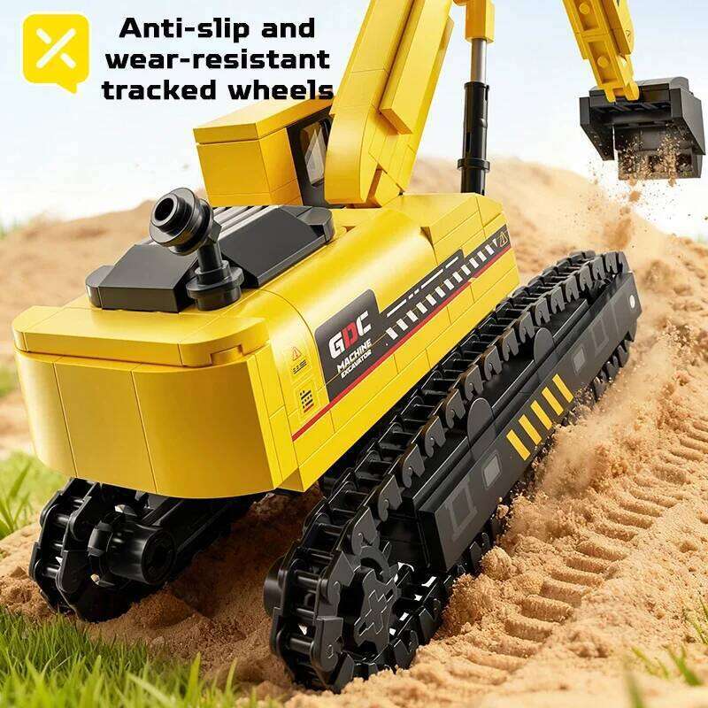 Building Blocks Excavator Construction Engineering Vehicle Toys Movable Arm 360 Rotation Anti-Slip Tracks Bricks Gifts for Boys Z260305