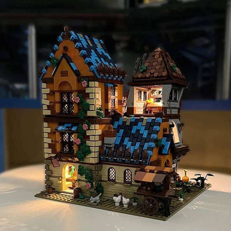 2843PCS Medieval Tavern Building Block City Street View MOC Model Bricks Creative Desktop Ornaments Toys Gifts For Kids Z260305