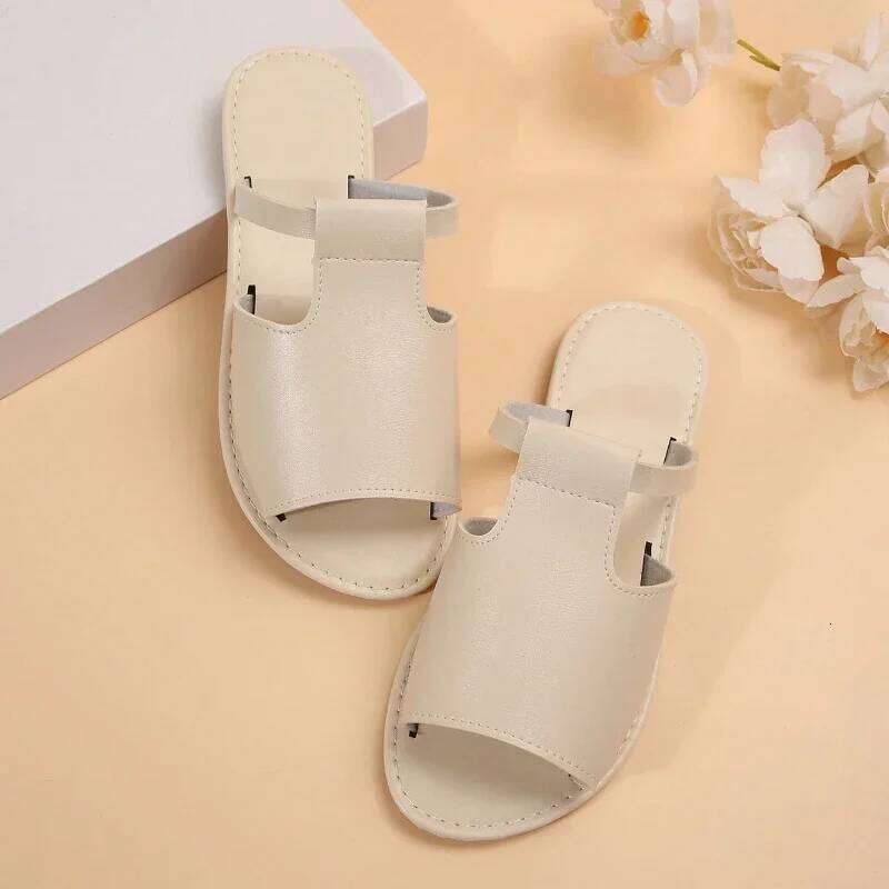 2025 summer new casual fashion solid color open toe slippers simple non-slip women's low heeled sandals