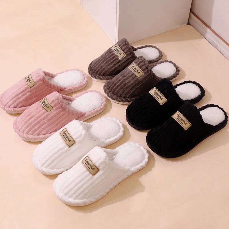 Winter Women's Indoor Slippers Warm Casual Plush Men Home Shoes Non-slip Autumn Flats Comfortable Couple House Slides
