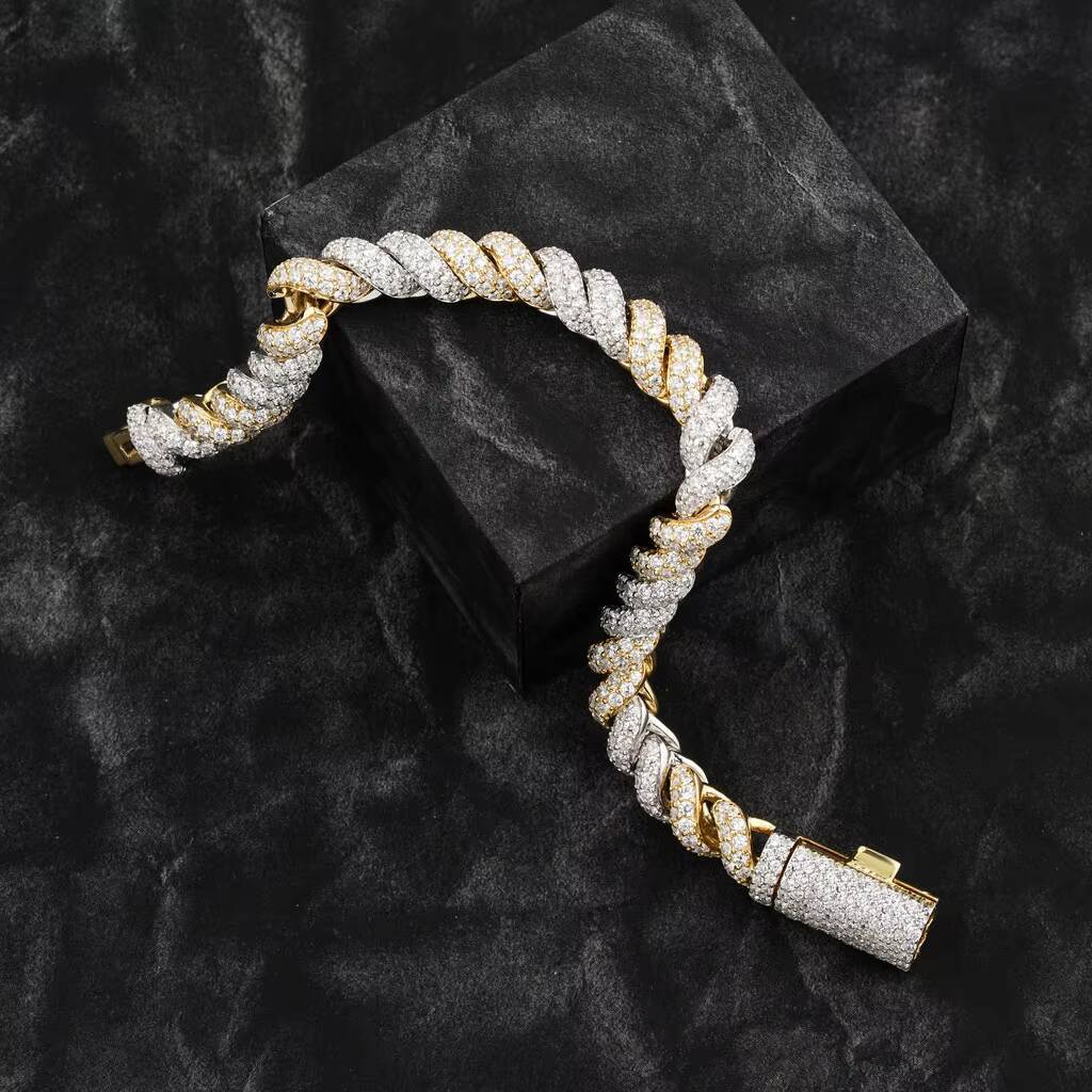 New Design moissanite diamond Cuban Bracelets Fashion Hip Hop 925 Sterling rose gold Plated Cuban Bracelets for Men Bracelet
