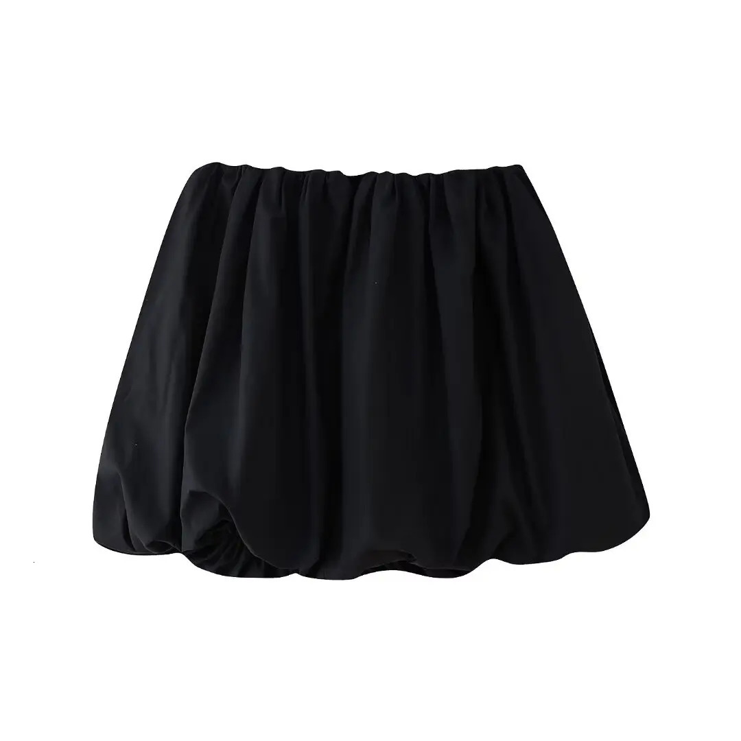 DUOPERI Women Fashion Solid Mini Balloon Skirt High Elastic Waist Female Chic Lady Casual Y2K Short Skirt 260228