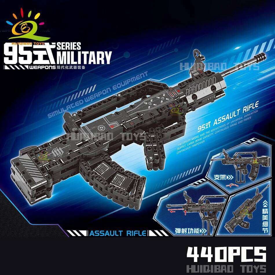 HUIQIBAO 98K AK47 Assault Rifle Model Blocks Military Army Weapon Pistol Building Block Imitation Gun Brick Toy for kid Z260306