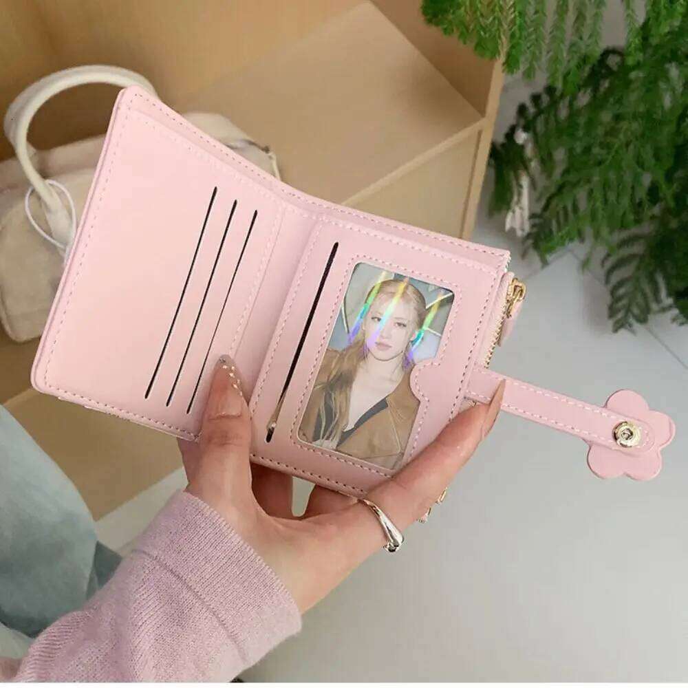 Korean Style Flower Wallet Print Floral PU Leather Holder Short Clutch Ultra Thin Folding Card Storage Bag C260304
