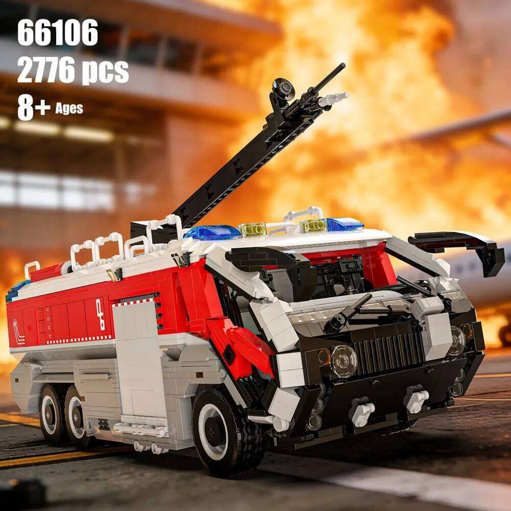 2776PCS Airport Fire Truck Building Block Rescue Vehicle Model Bricks Desktop Ornament Kids Educational DIY Toys Holiday Gifts Z260305