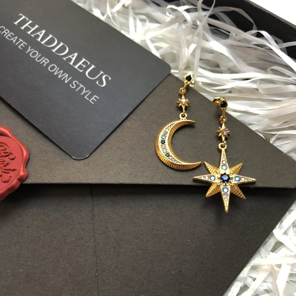 Royalty Star Moon Drop EarringsEurope Magical Boho Fashion Good Jewelry For WomenSummer Gift In Sterling Silver 925 260303