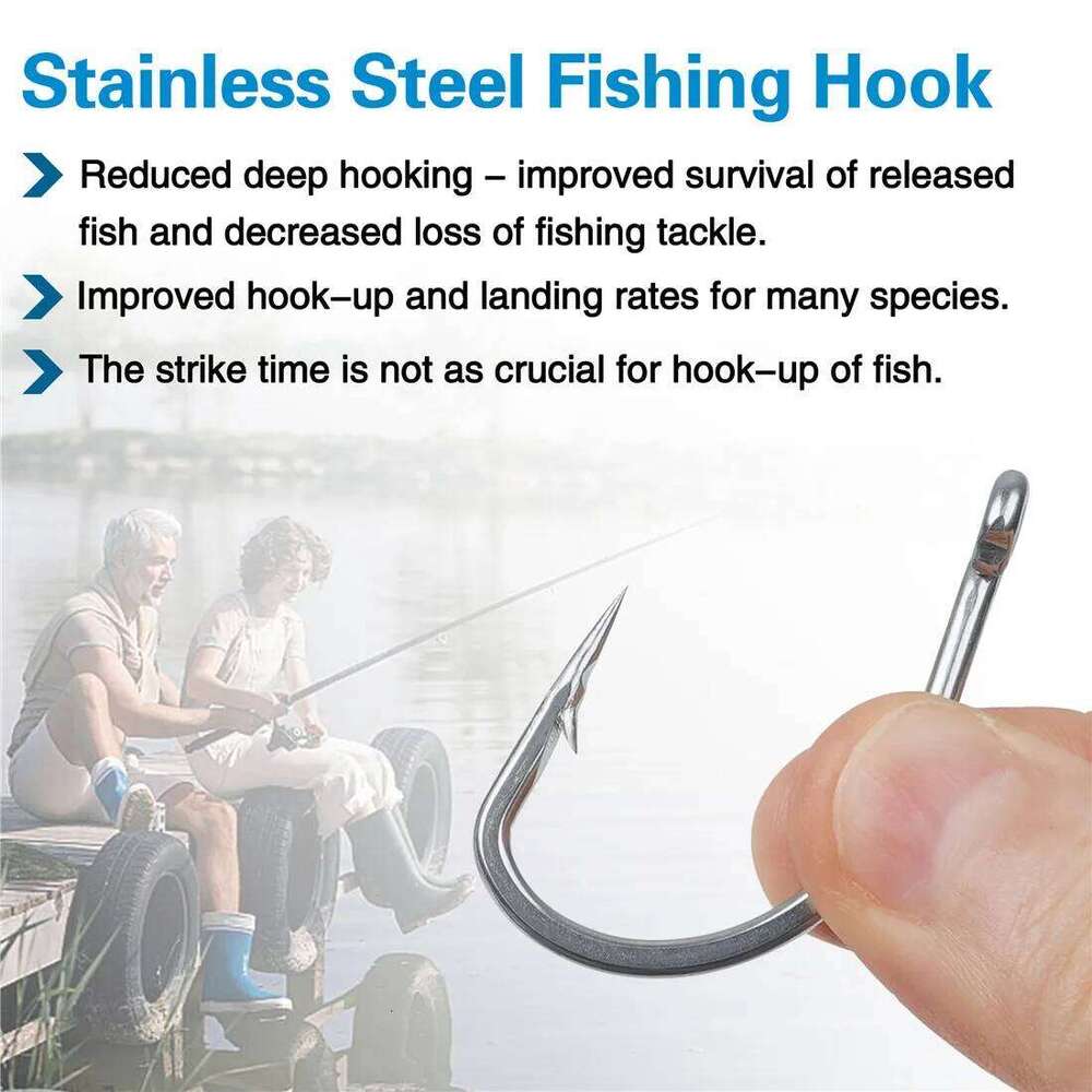 15Pcs Stainless steel Fishing Saltwater Circle Hooks Sharp Barbed Live bait fishhooks Crank Carp fishing hooks Tackle tool S260305