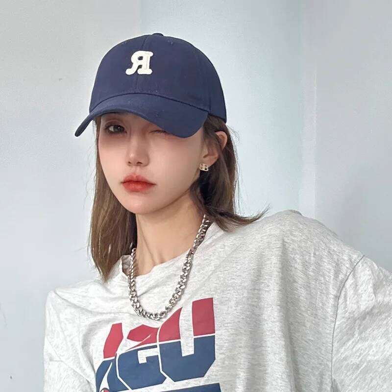 Large Head Circumference Baseball Men's and Women's Dome Soft Top Cap 60/65cm Sun Protection Letter R Hat Adult Caps Y260304