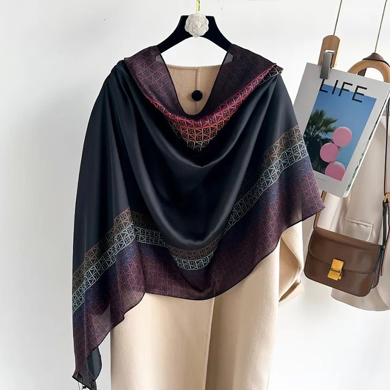 Spring Scarf Womens Polyester Material Smooth Scarf Soft Shawl Beach Scarf 260302